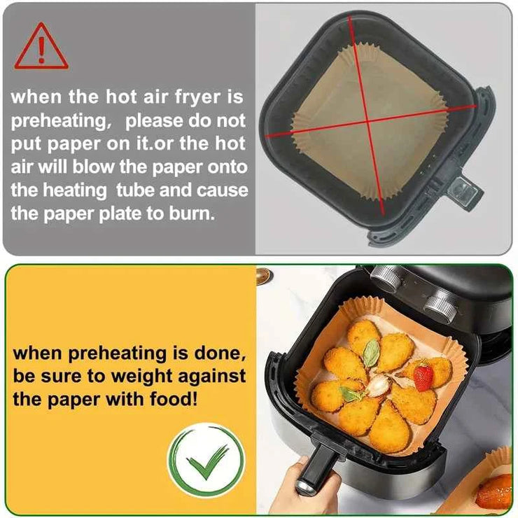 Air Fryer Paper Liners Disposable Oil-Proof Waterproof Baking Paper Round Square And Rectangle Parchment Kitchen Party Supplies