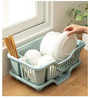 Dish Drying Rack Kitchen Utensils Drainer Rack with Drain Board Countertop Dinnerware Plates Bowls Chopsticks Spoons Organizer
