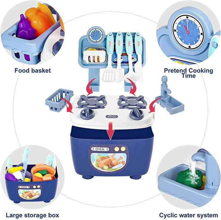 Kitchen Toys Imitated Chef Light Music Pretend Cooking Food Play Dinnerware Set Safe Cute Children Girl Toy Gift Fun Game Gifts
