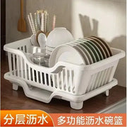 Dish Drying Rack Kitchen Utensils Drainer Rack with Drain Board Countertop Dinnerware Plates Bowls Chopsticks Spoons Organizer