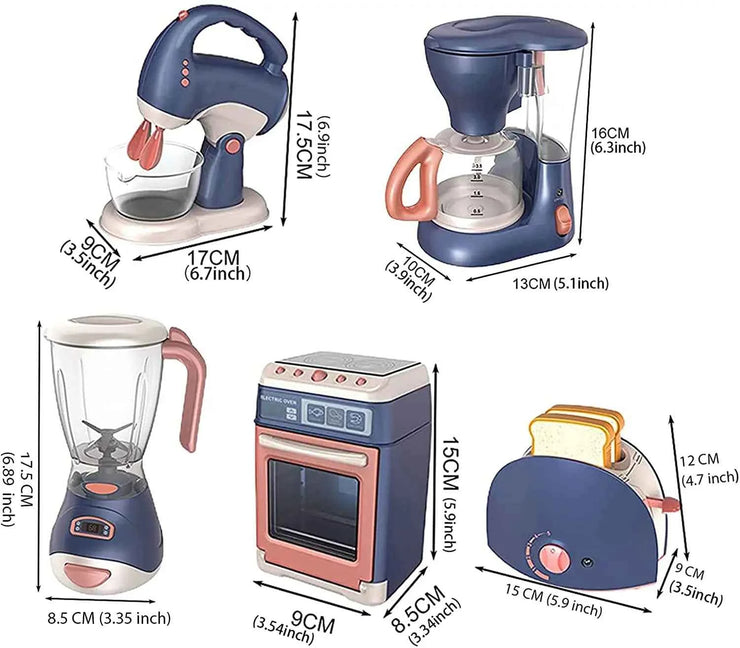Interactive Electric Kitchen Playset Kids Children Mini Simulation Household Appliances Light Toy Gift Pretend Cooking Role Play