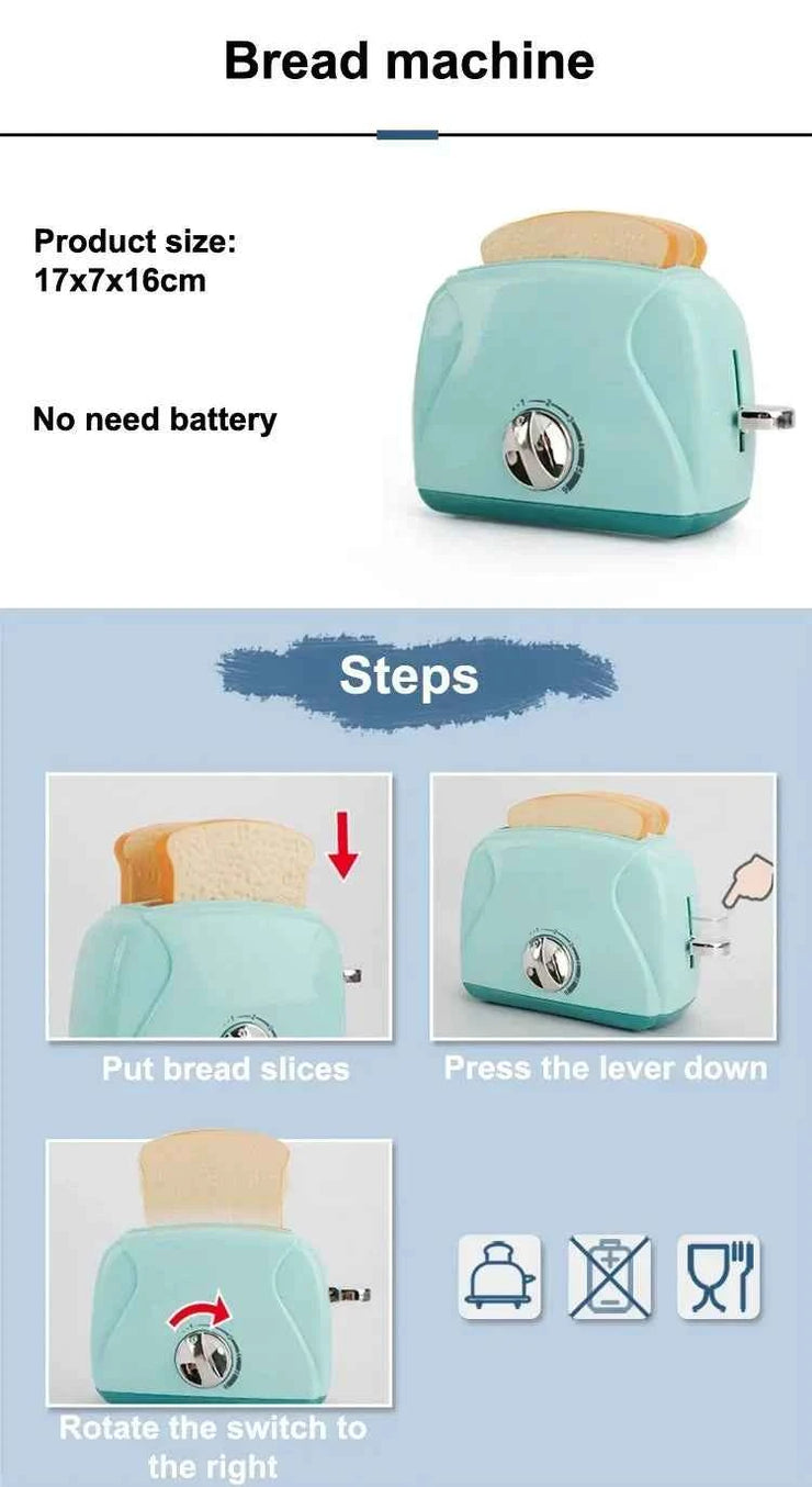 Kitchen Toys Set Kids Pretend Play Home Appliances Washing Machine Toaster Microwave Juicer Egg Cooker Girls Boys Play House Toy