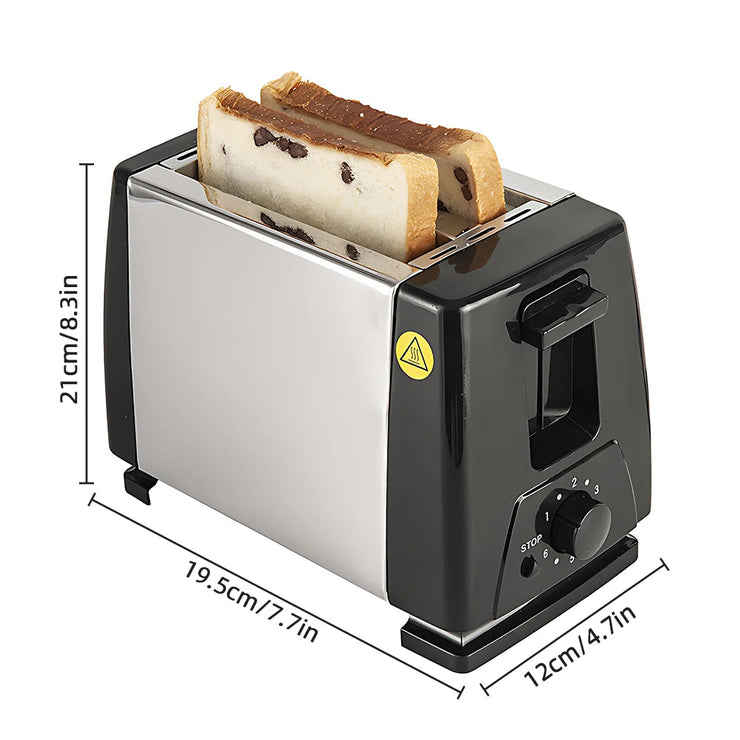 Toaster 2 Slice Wide Slot with 6 Preset Temperature and Timing Small Stainless Steel Bread Toaster with Manual Stop Mein Shop