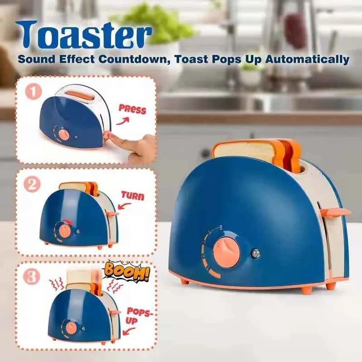 Interactive Electric Kitchen Playset Kids Children Mini Simulation Household Appliances Light Toy Gift Pretend Cooking Role Play