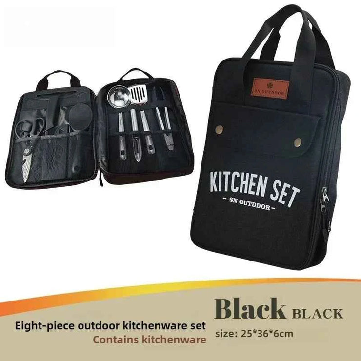 Outdoor Camping Kitchenware 8-Piece Set Comes with A Full Set of Thickened Cookware Storage Kit Cutlery Camping Supplies Tools