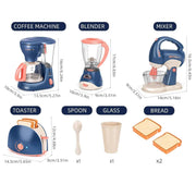 Kids Pretend Play Kitchen Home Appliances Set Toy Household Coffee Maker Mixer Toaster Vacuum Cleaner Playset for Children Gifts