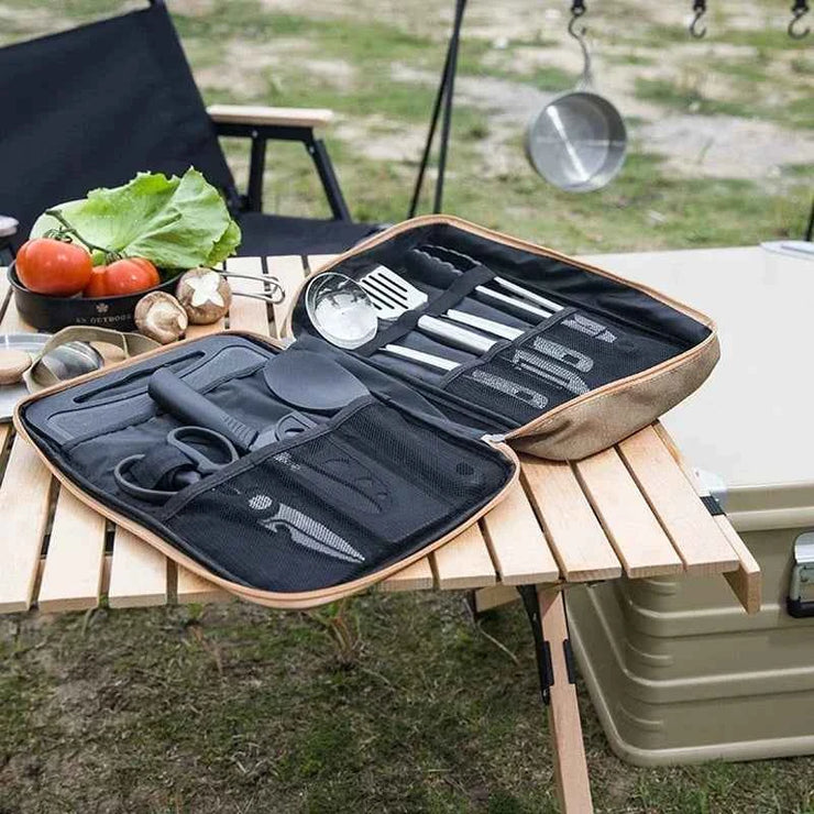 Outdoor Camping Kitchenware 8-Piece Set Comes with A Full Set of Thickened Cookware Storage Kit Cutlery Camping Supplies Tools
