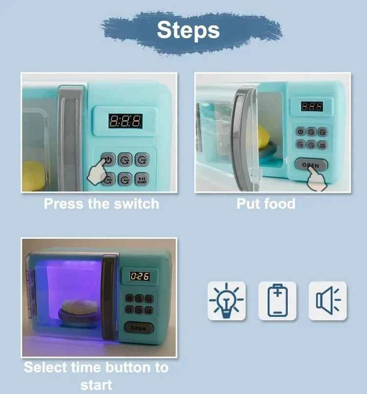 Kitchen Toys Set Kids Pretend Play Home Appliances Washing Machine Toaster Microwave Juicer Egg Cooker Girls Boys Play House Toy