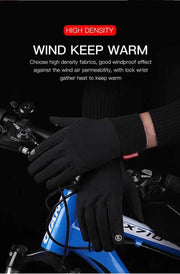 Autumn Winter Outdoor Cycling Gloves Gym Fitness Sports Running Warm Touch Screen Nonslip Gloves Motorcycle Gloves Men Black