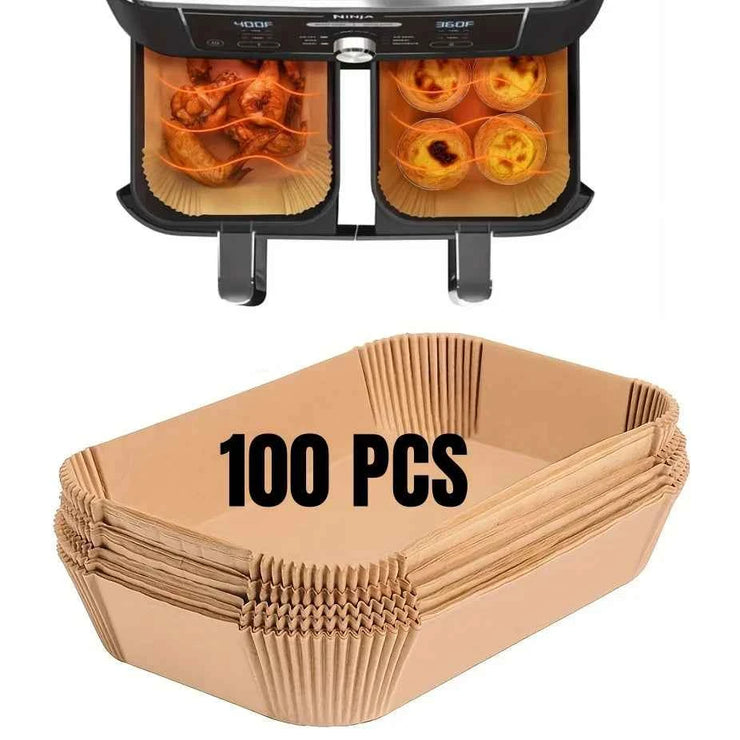 Air Fryer Paper Liners Disposable Oil-Proof Waterproof Baking Paper Round Square And Rectangle Parchment Kitchen Party Supplies