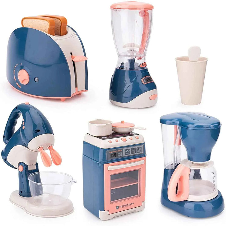 Interactive Electric Kitchen Playset Kids Children Mini Simulation Household Appliances Light Toy Gift Pretend Cooking Role Play