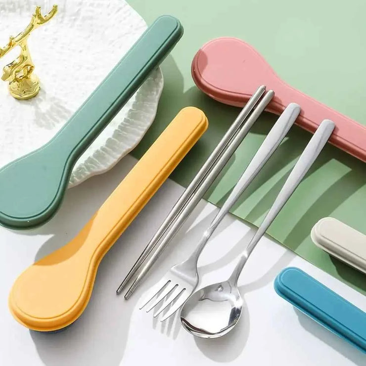 Cutlery Set with Storage Case Korean Style Portable Tableware Set Home School Kitchen Dinnerware Services Utensil Set Spoons