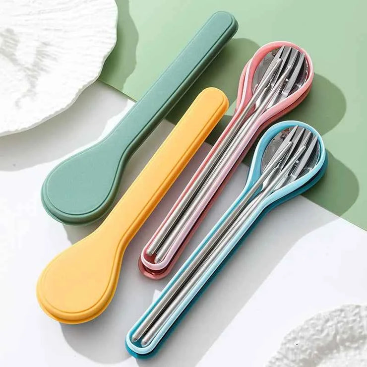 Cutlery Set with Storage Case Korean Style Portable Tableware Set Home School Kitchen Dinnerware Services Utensil Set Spoons