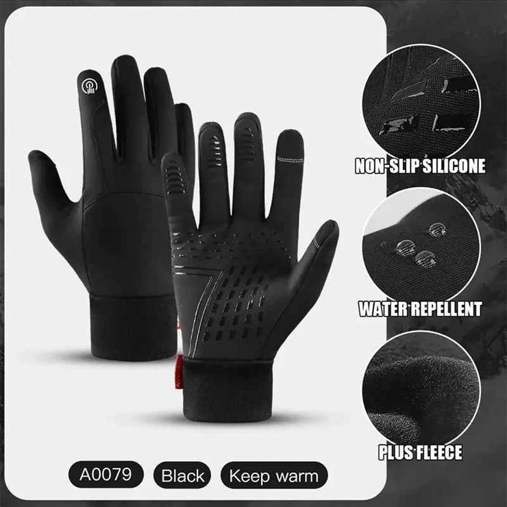 Autumn Winter Outdoor Cycling Gloves Gym Fitness Sports Running Warm Touch Screen Nonslip Gloves Motorcycle Gloves Men Black