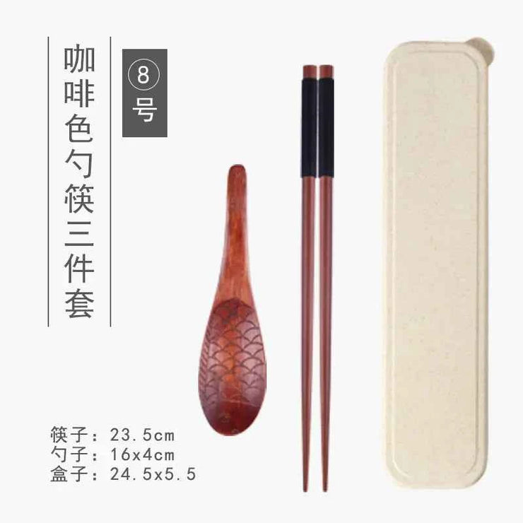 Handmade Dinnerware Cutlery for Kitchen, Wooden Spoon & Fork Dinner Kit for Rice, Soups, Cereal, Home Tableware