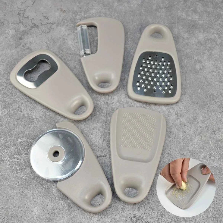 Kitchen Gadget Set 5 Pieces, Stackable Cooking Tools To Save Space, for Household Use, RV Camper Accessories (Grey)