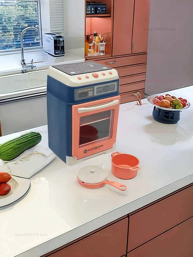 Interactive Electric Kitchen Playset Kids Children Mini Simulation Household Appliances Light Toy Gift Pretend Cooking Role Play