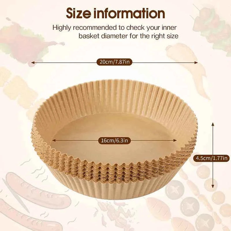 Air Fryer Paper Liners Disposable Oil-Proof Waterproof Baking Paper Round Square And Rectangle Parchment Kitchen Party Supplies