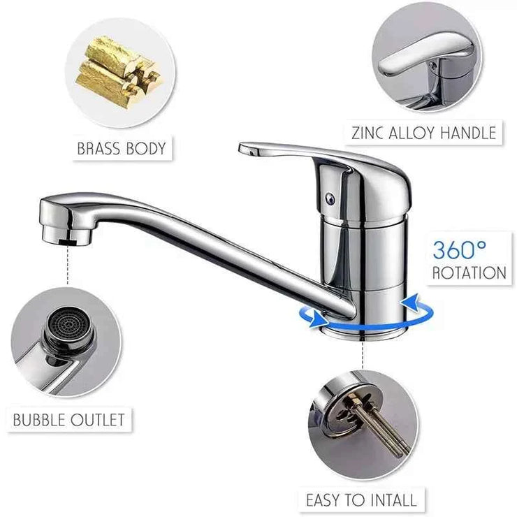 Faucets Kitchen Standing Faucet Bathroom Faucet Single Handle Basin Taps Hot & Cold Water Tap Chrome Plated Sink Faucets