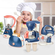 Kids Pretend Play Kitchen Home Appliances Set Toy Household Coffee Maker Mixer Toaster Vacuum Cleaner Playset for Children Gifts