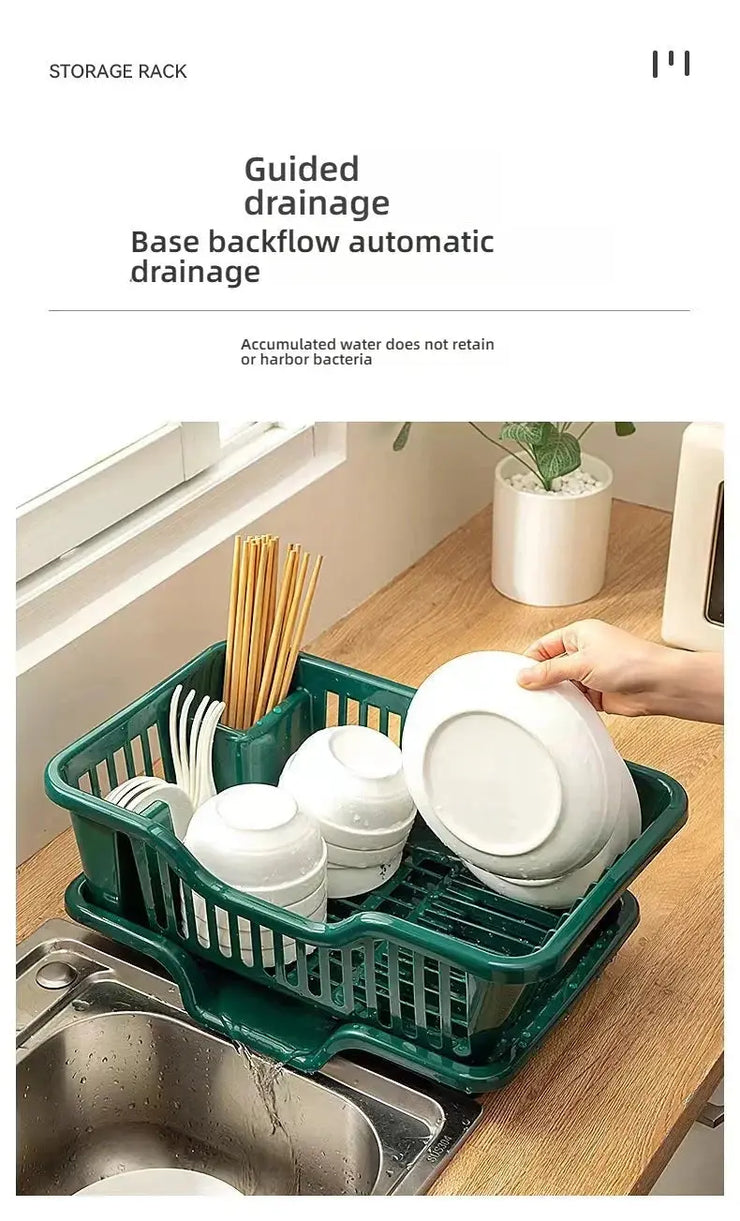Dish Drying Rack Kitchen Utensils Drainer Rack with Drain Board Countertop Dinnerware Plates Bowls Chopsticks Spoons Organizer