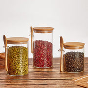 Wood Spoon Glass Storage Tank Set Food Storage Mein Shop